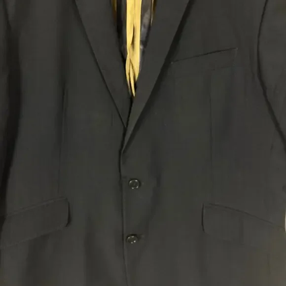 Nwot ALEXANDRE SAVILE ROW Blazer Mens 44R Black Wool Striped-Lining Double-Brstd